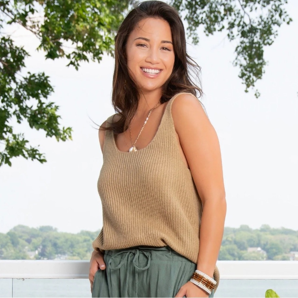 Women's Tan Knit Tank Top